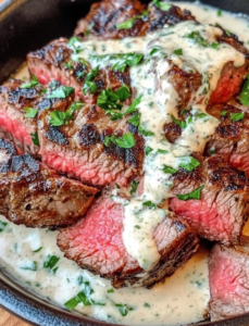 Succulent Steak with Herb Cream Sauce