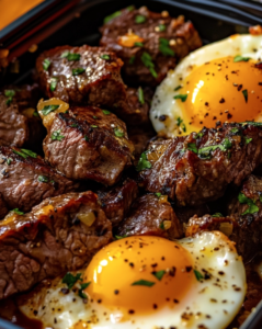 Garlic Steak Bites and Eggs