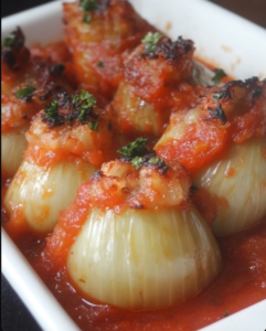 Stuffed Onions in Tomato Sauce