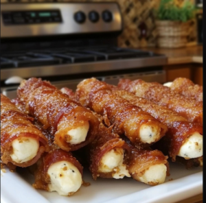 BBQ Bacon-Wrapped Mozzarella Sticks