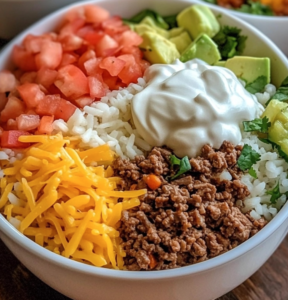 Ground Beef & Rice Burrito Bowls