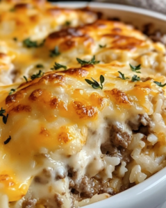 Cheesy Ground Beef and Rice Casserole