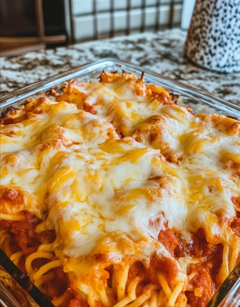 "Cheesy Baked Spaghetti