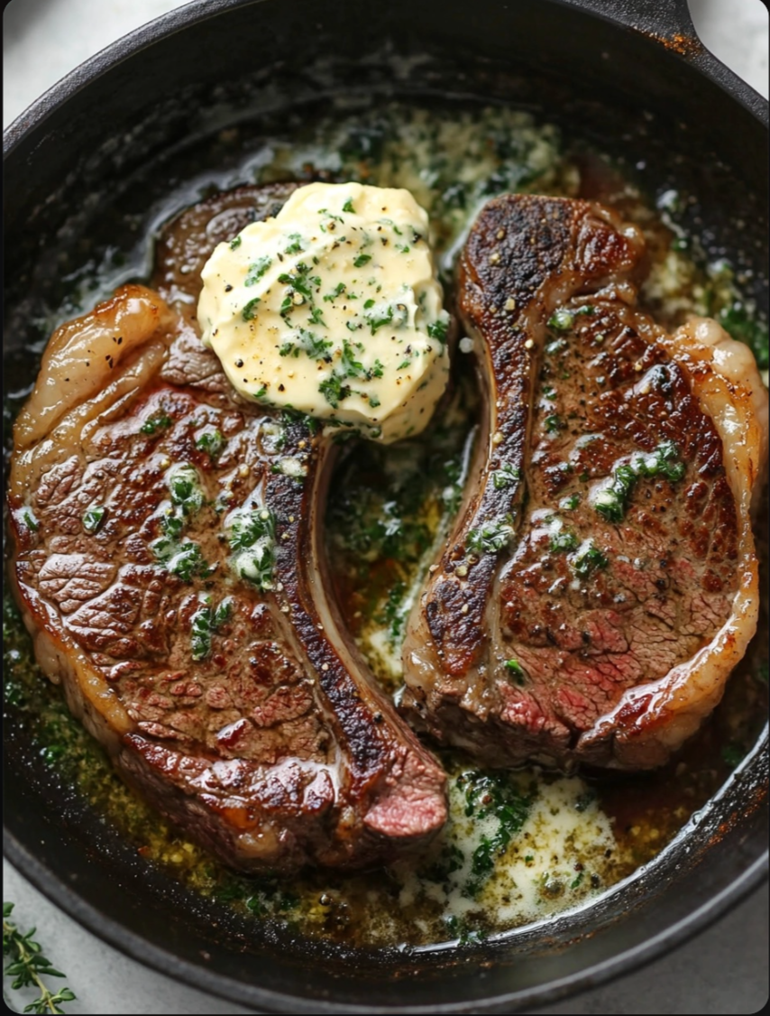 Ribeye Steaks with Cowboy Butter.