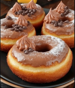 Fluffy Donuts with Chocolate Cream