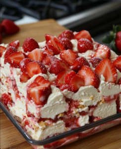 Strawberries And Cream No Bake Icebox Cake