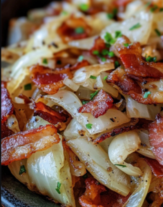 Fried Cabbage with Bacon, Onion, and Garlic