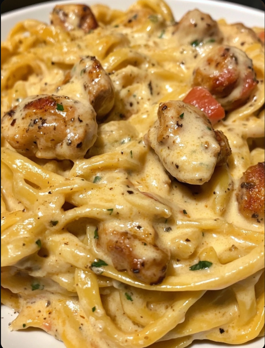 Homemade Cajun Chicken & Sausage Alfredo