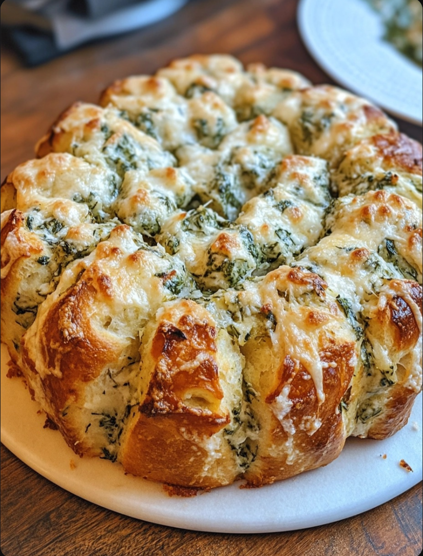 Garlic Parmesan Pull-Apart Bread with Spinach Dip
