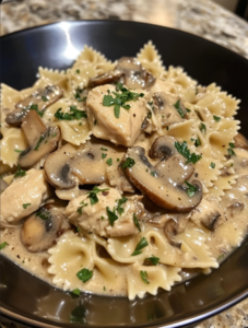 Farfalle in Creamy Chicken & Mushroom Sauce 🍝🍗🍄