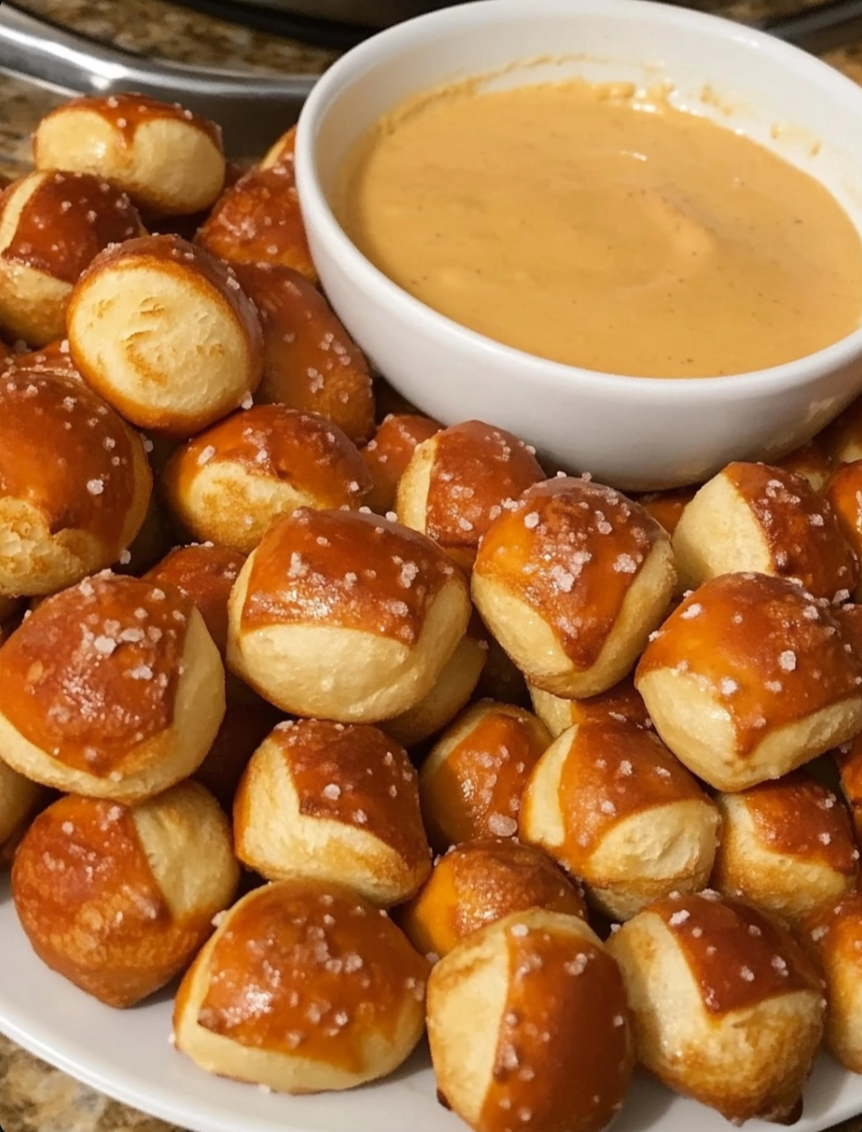 Pretzel Bites with Mustard Cheese 🥨🧀