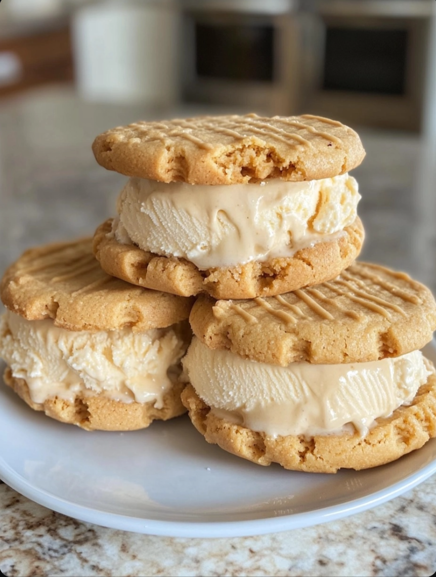 Peanut Butter Cookie Ice Cream Sandwiches