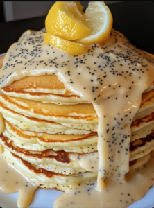 Lemon, Ricotta, and Poppyseed Pancake Stack