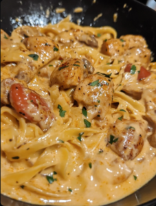 Homemade Cajun Chicken & Sausage Alfredo