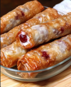 Air fryer cherry cheesecake egg rolls
