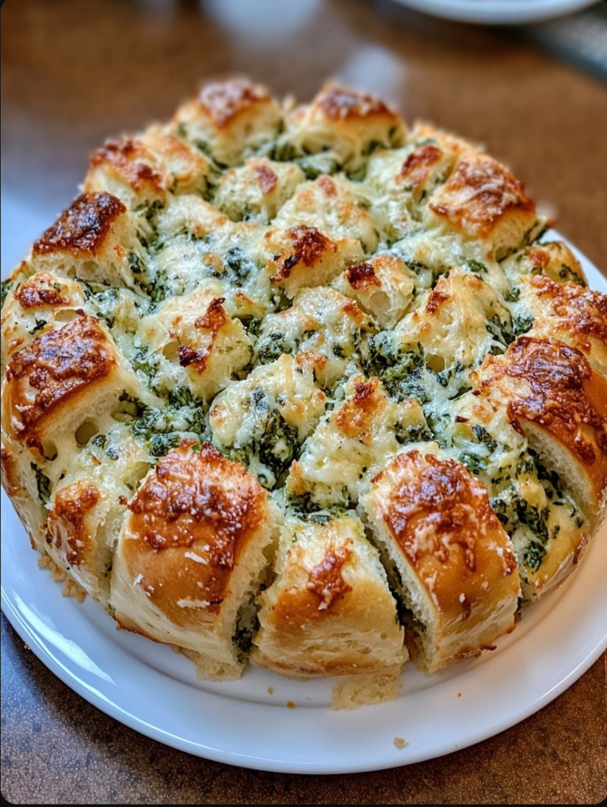 Garlic Parmesan Pull-Apart Bread with Spinach Dip