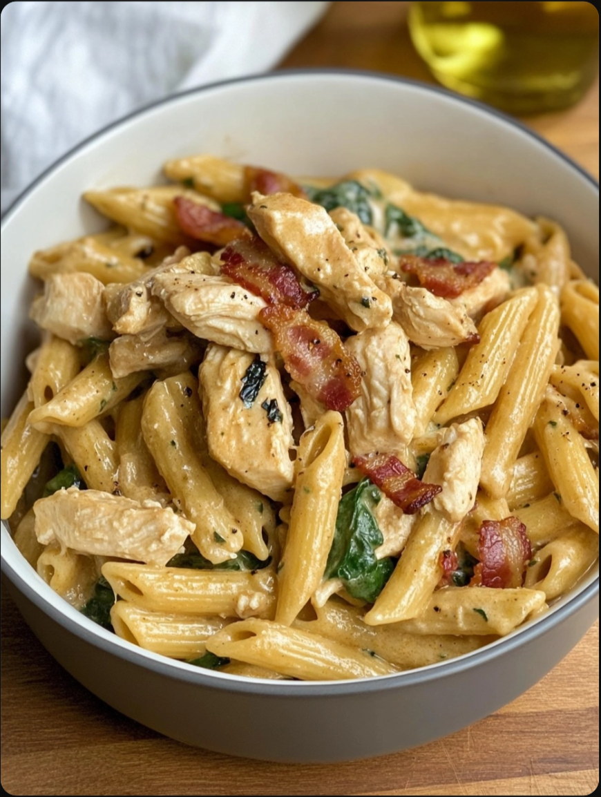 Chicken Bacon Spinach Pasta