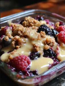 Mixed Berry Crumble with White Chocolate Crème Anglaise
