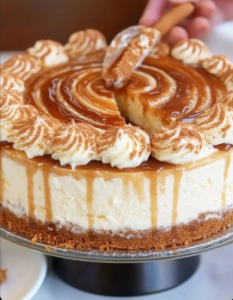 Cinnamon Roll Cheesecake Caramel & Cream Cheese Frosting