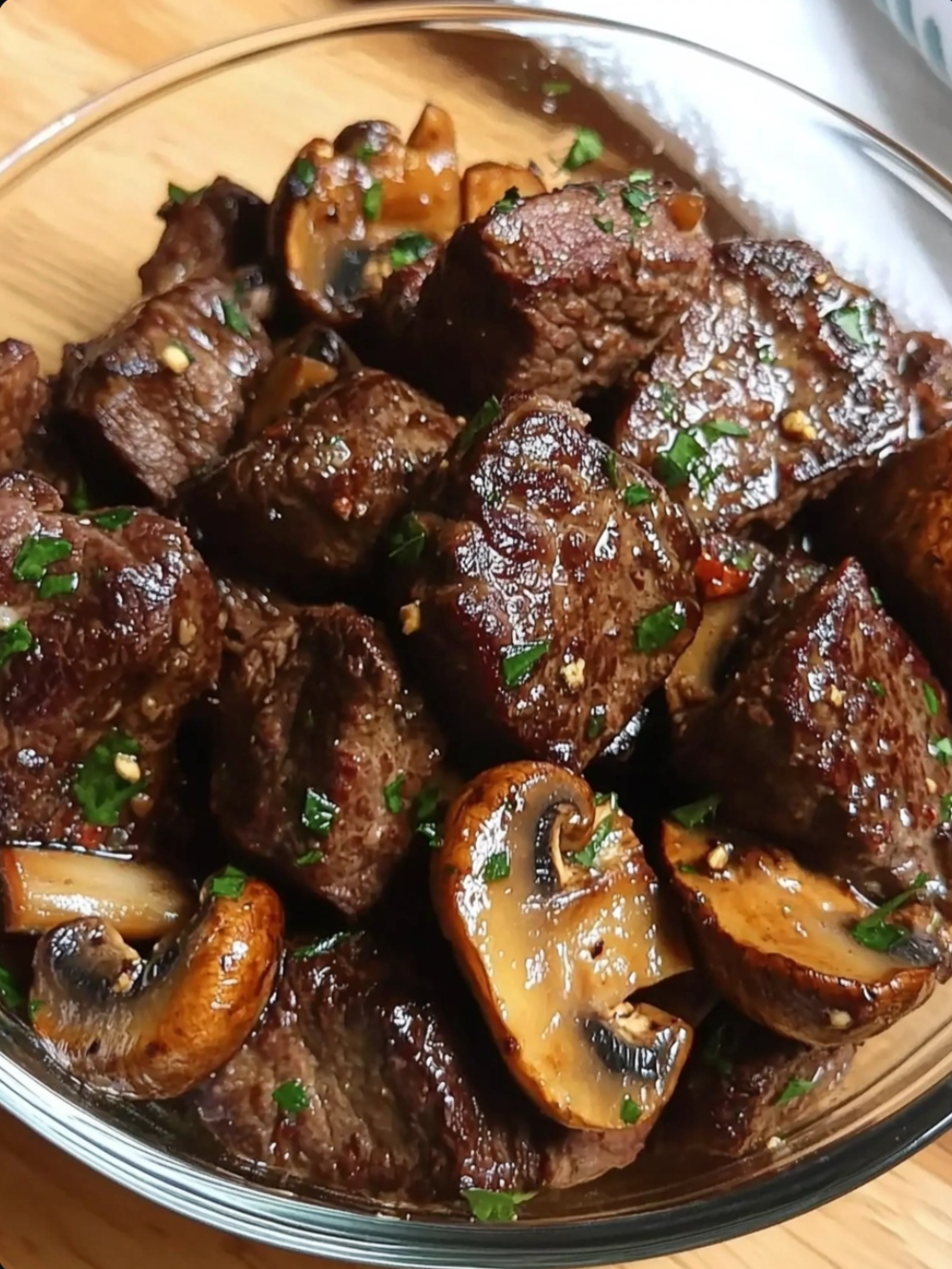 steak bites and mushrooms