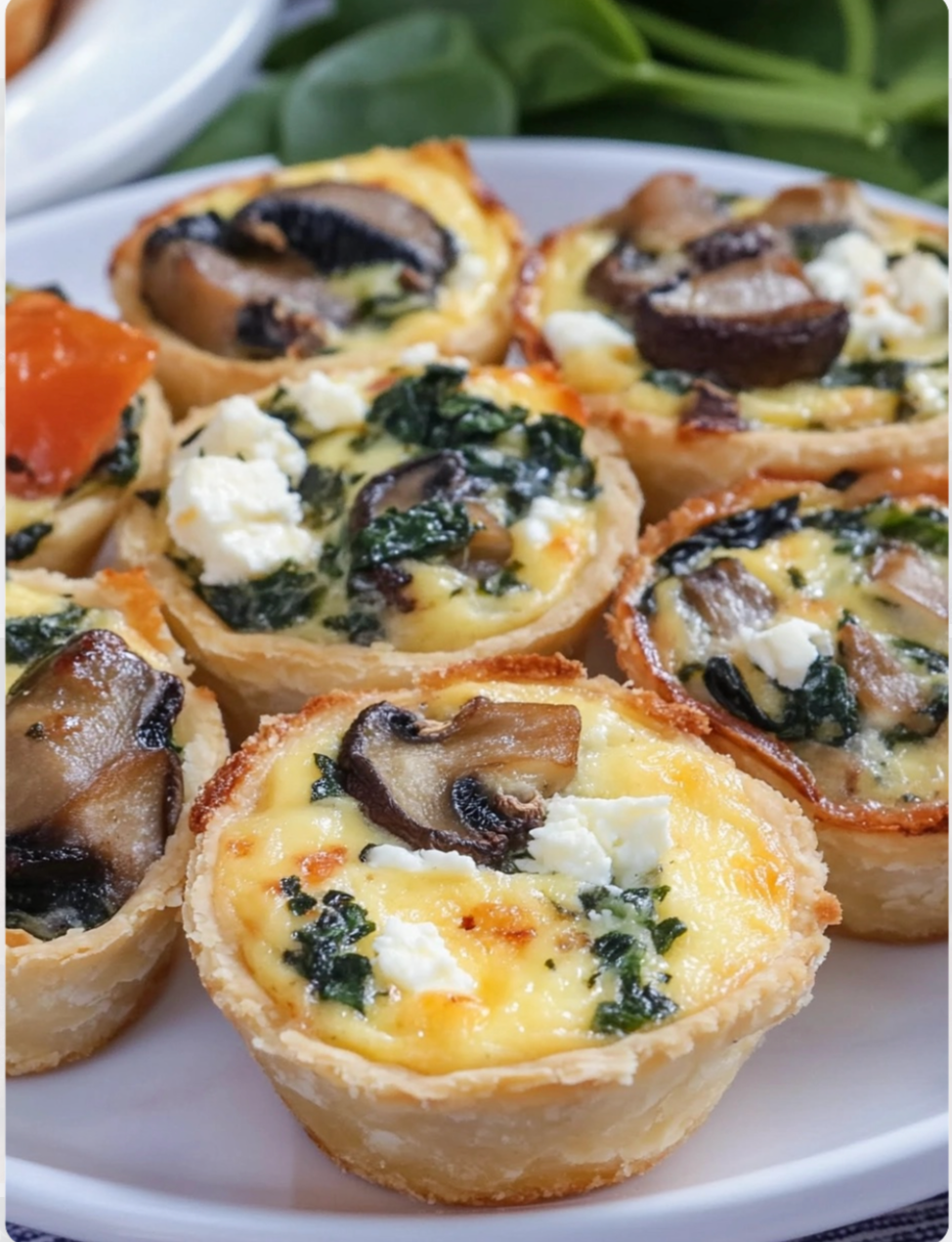 Mushroom, Spinach, and Feta Mini Quiche