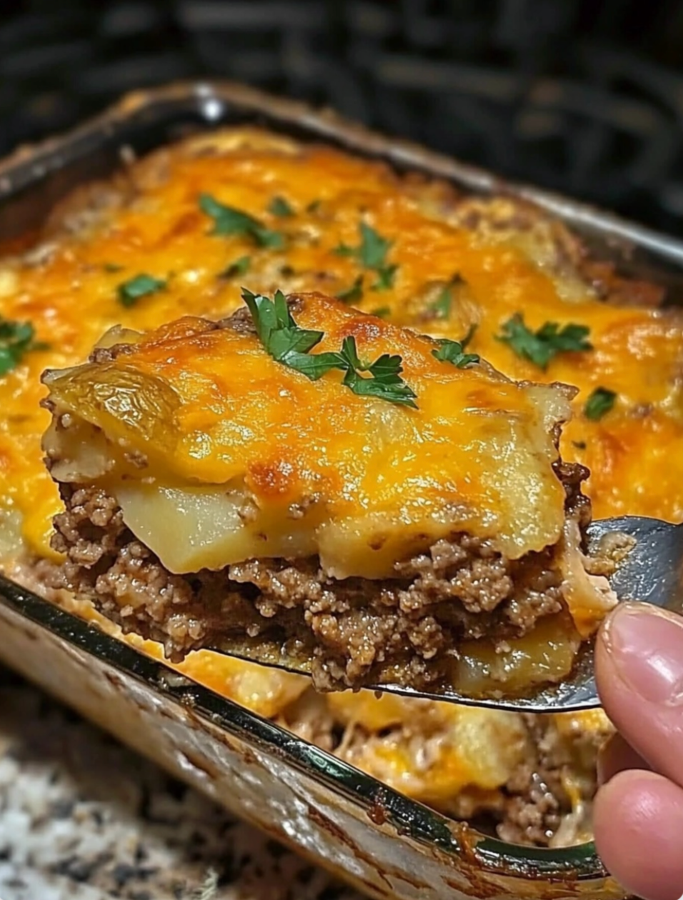 Layered Ground Beef and Potato Casserole