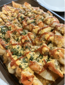 Scallop Sushi Bake with Tempura Shrimp