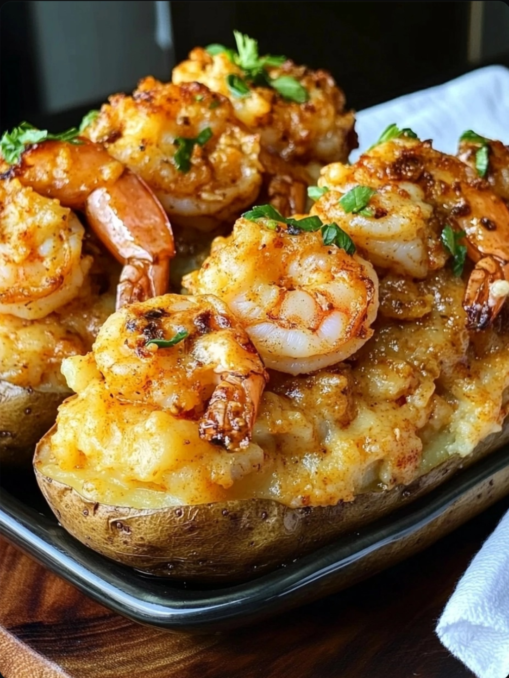 Cajun Shrimp Stuffed Twice Baked Potatoes
