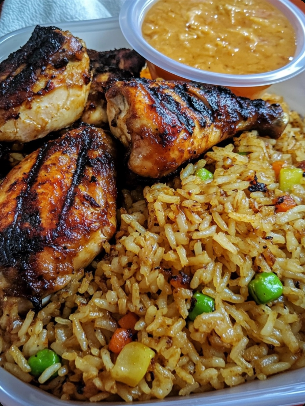 Peruvian Fried Rice and Charcoal Grilled Chicken