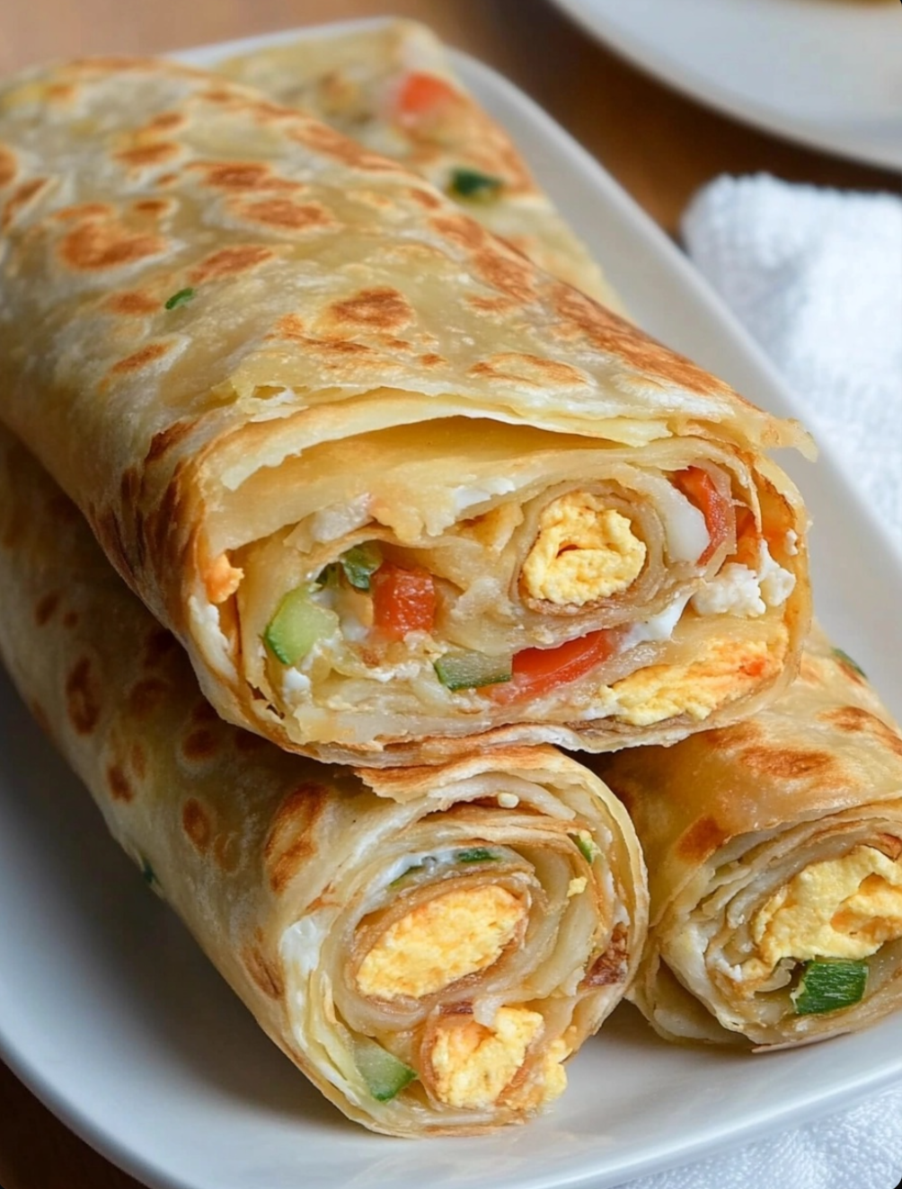 chapati rolled up in eggs