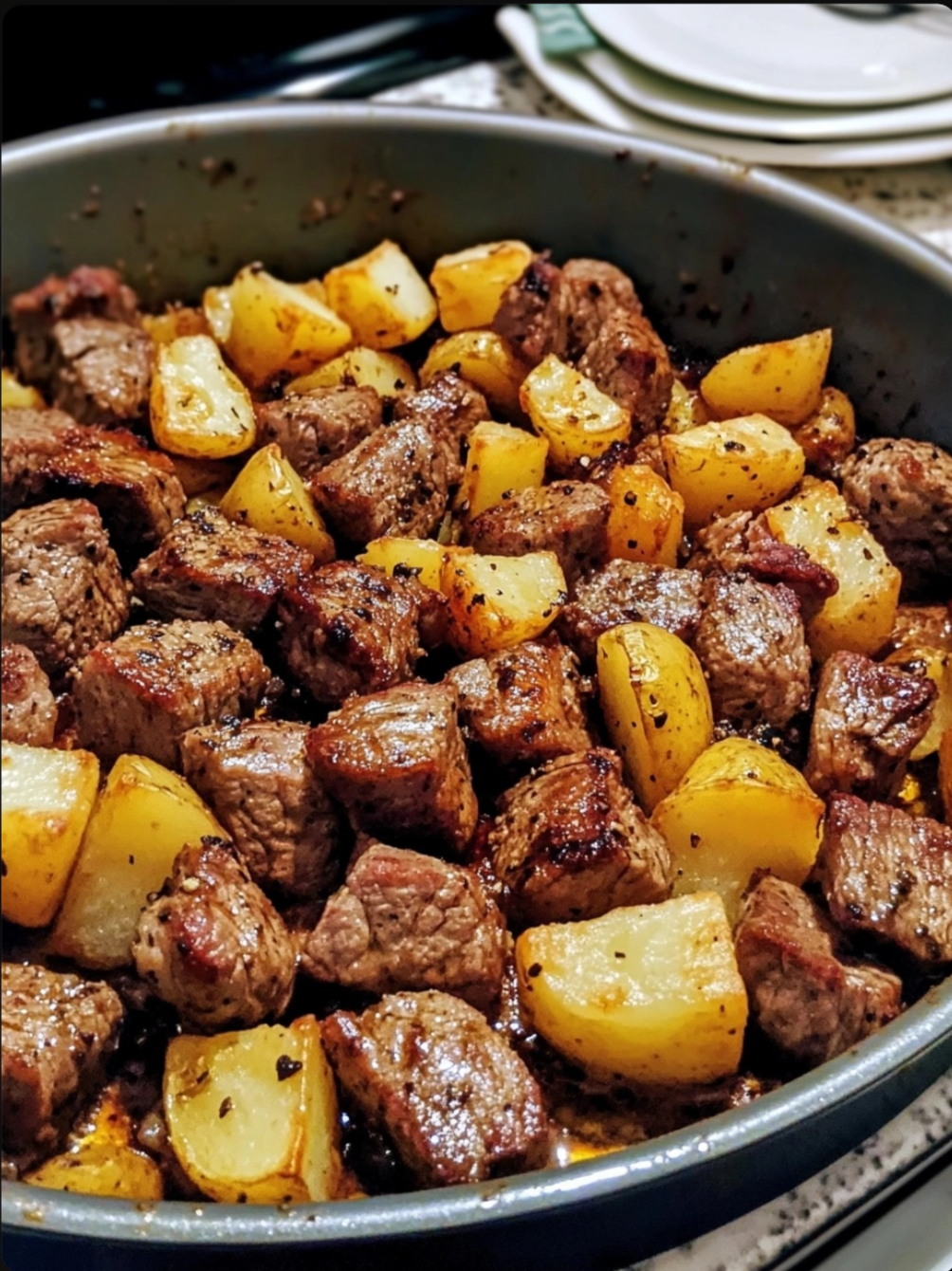 Just steak bites with potatoes