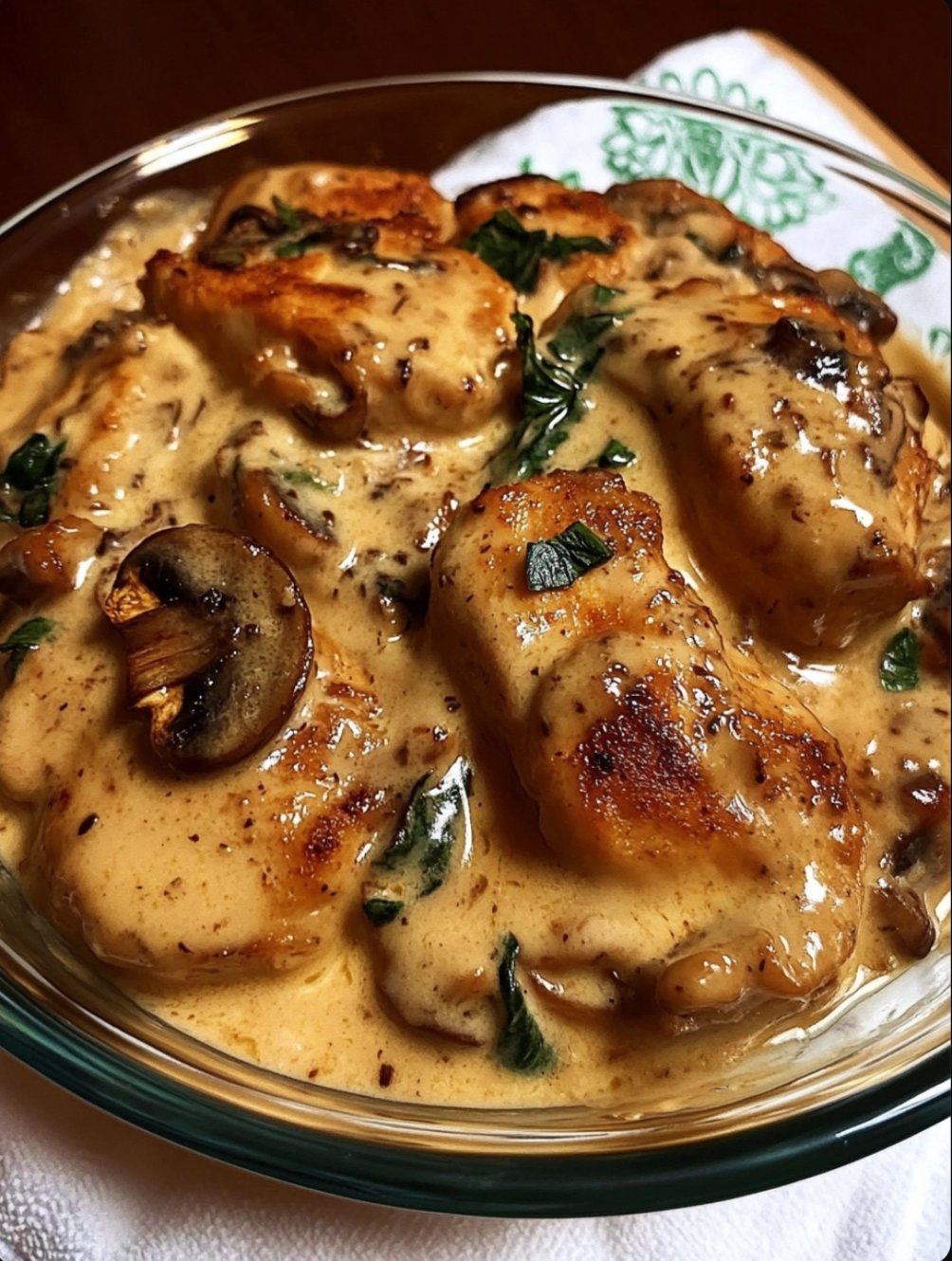 Creamy Parmesan Garlic Mushroom Chicken