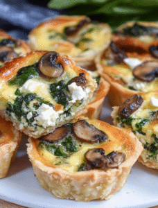 Mushroom, Spinach, and Feta Mini Quiche