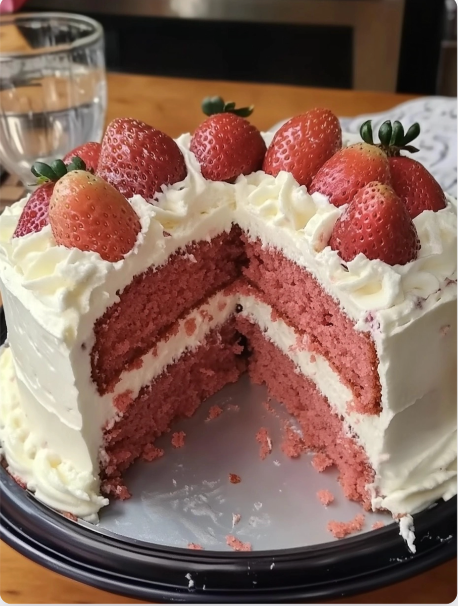 Strawberry Bliss Cake β 100% Homemade Goodness πβ€οΈ