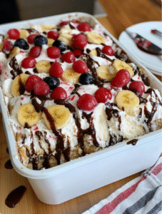 Banana Split Ice Cream Poke Cake