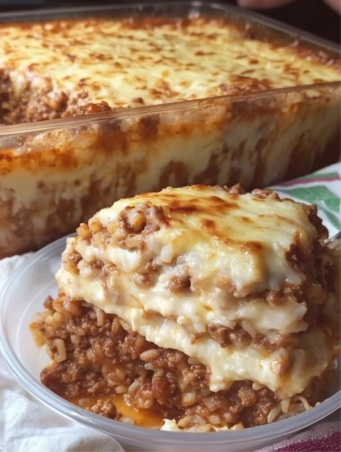 Layered Beef & Rice Casserole
