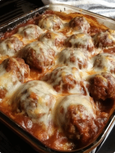 Cheesy Meatball Bake