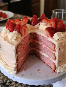 Strawberry Bliss Cake – 100% Homemade Goodness 🍓❤️