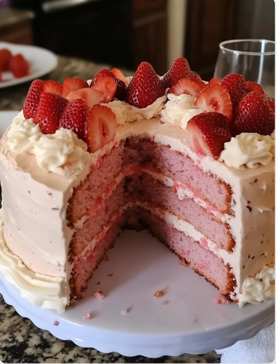 Strawberry Bliss Cake β 100% Homemade Goodness πβ€οΈ