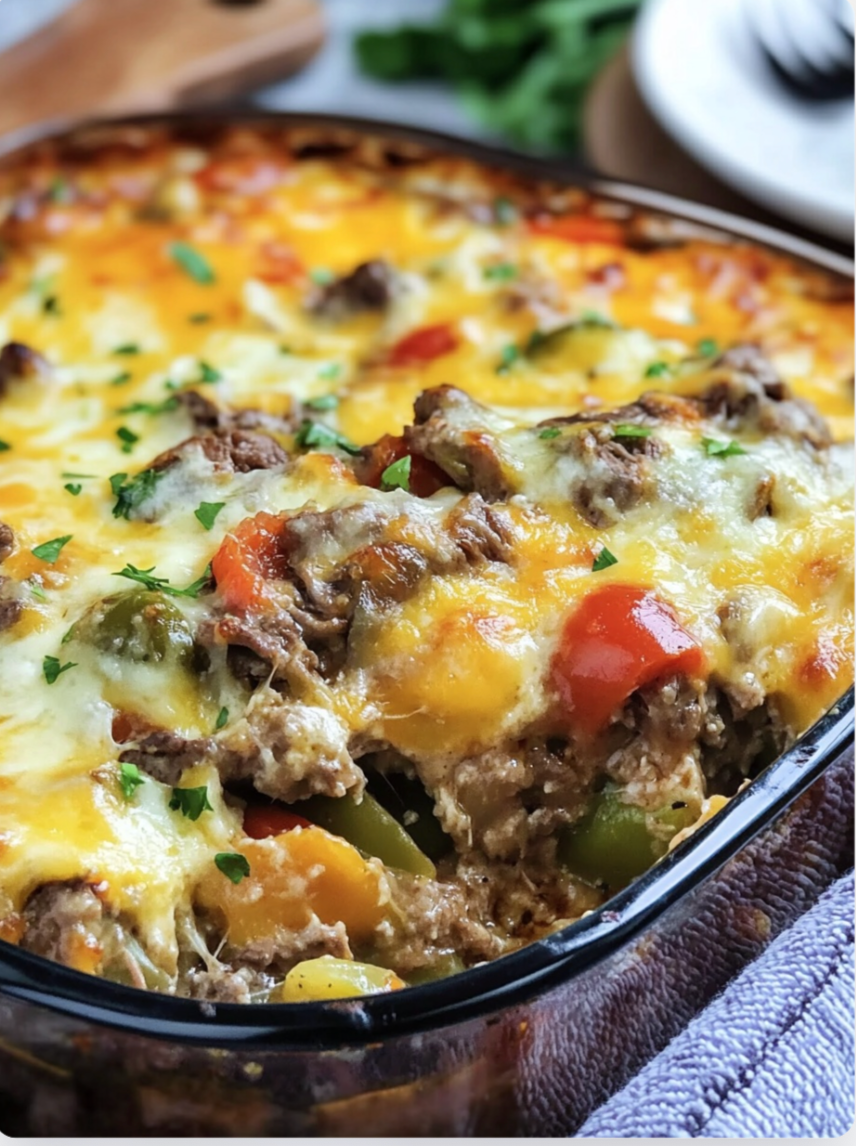 Cheesy Steak and Veggie Casserole