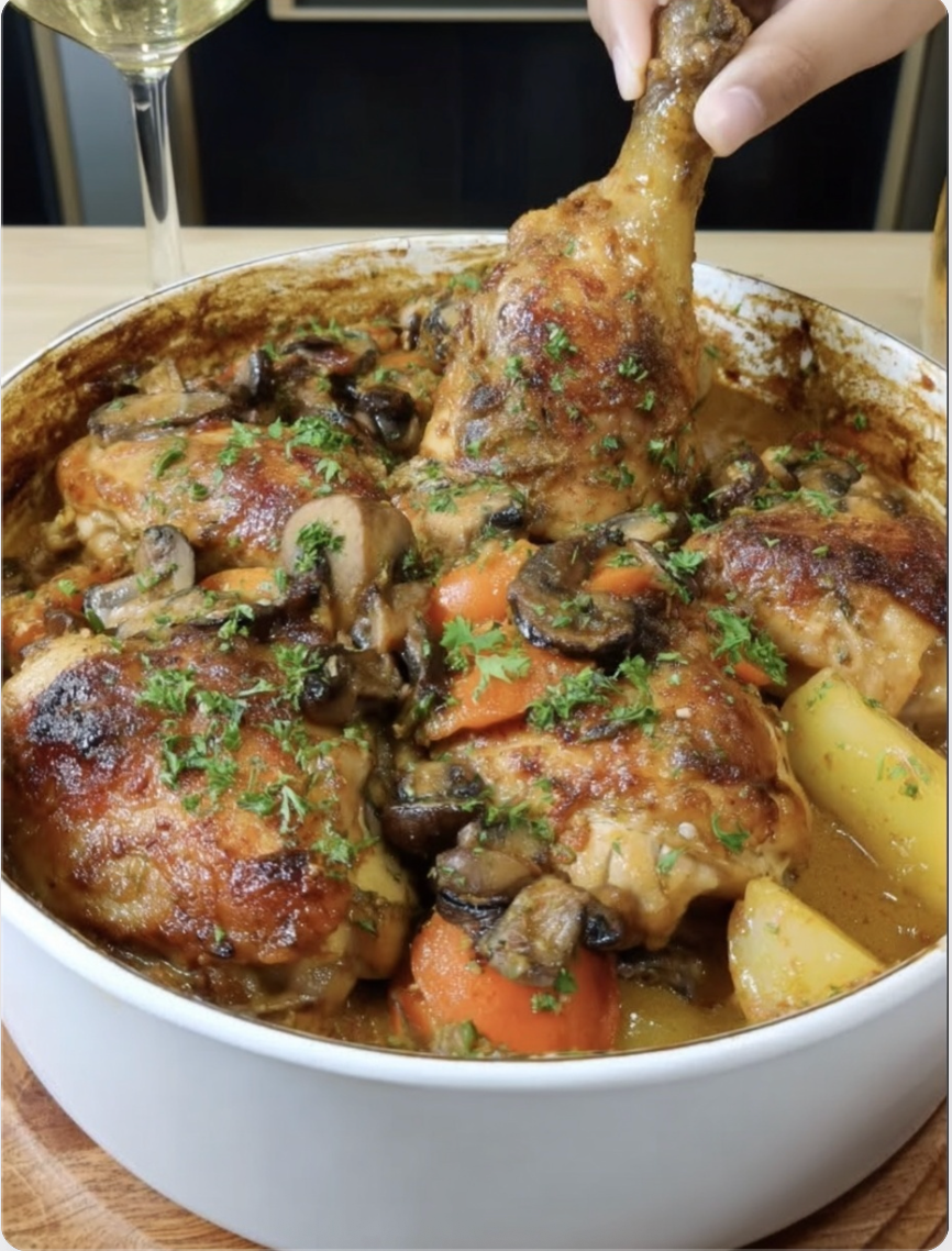 Creamy Mushroom Baked Chicken Legs!