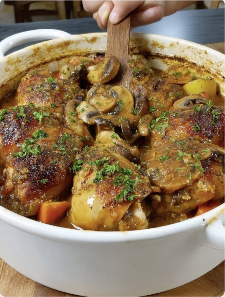 Creamy Mushroom Baked Chicken Legs!