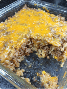 Cheesy Ground Beef Rice Casserole