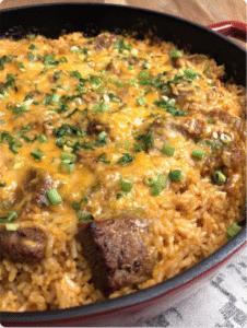 Cheesy Steak & Queso Rice