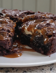 Rich and Gooey Caramel Brownie Pie