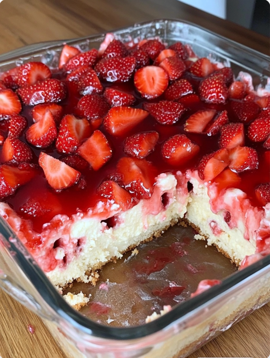 Strawberry Cheesecake Poke Cake