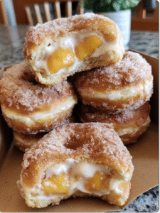 Classic Peach Cobbler Cheesecake Donuts