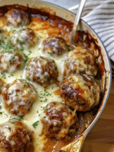 French onion meatballs