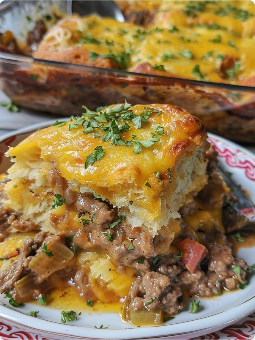 Cheesy Biscuit & Beef Bake