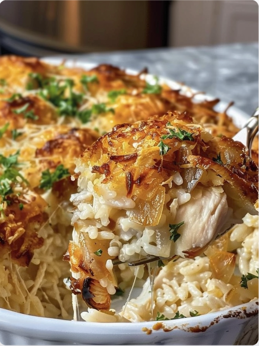 French Onion Chicken Rice Casserole